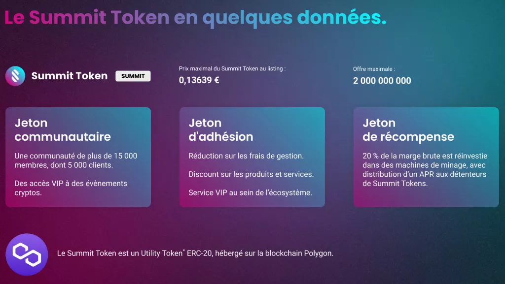 Jeton $SUMMIT cryptomonnaie de l'ICO Summit